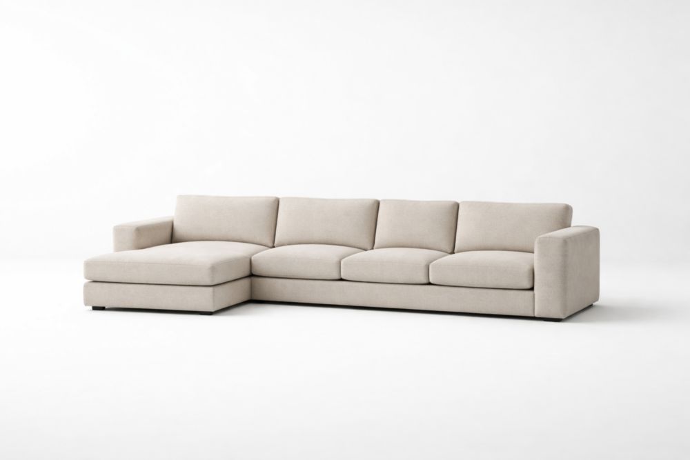 Canapé d'angle 4 places en tissu Beige