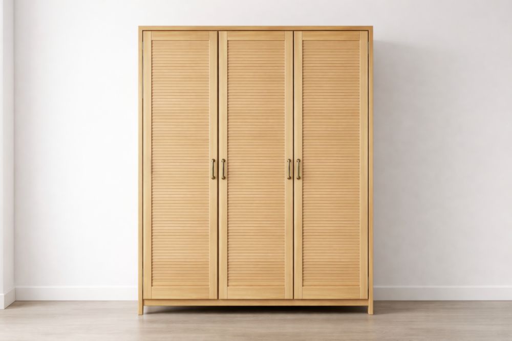 Armoire en bois avec portes persiennes 3 portes