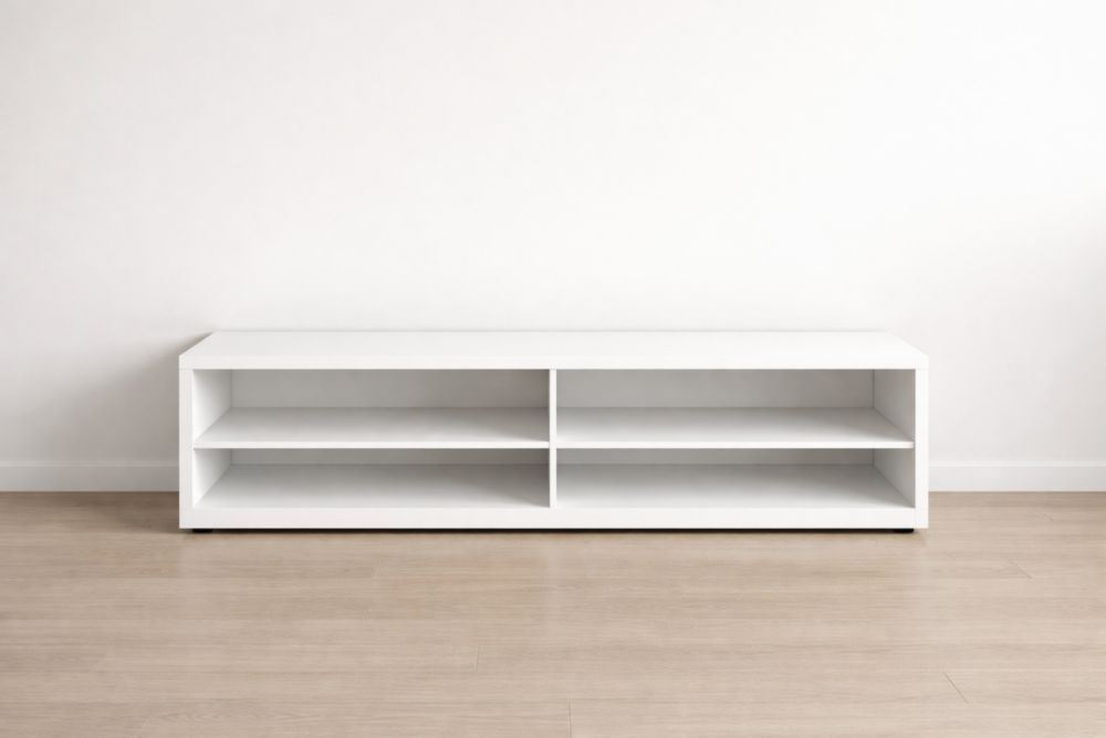 Meuble TV bas en panneau MDF Blanc