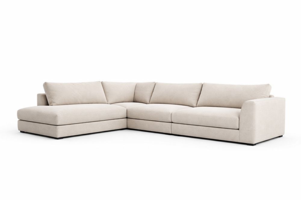 Canapé d'angle en tissu Beige avec accoudoir droit