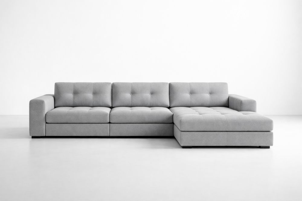 Canapé d'angle modulaire en tissu gris