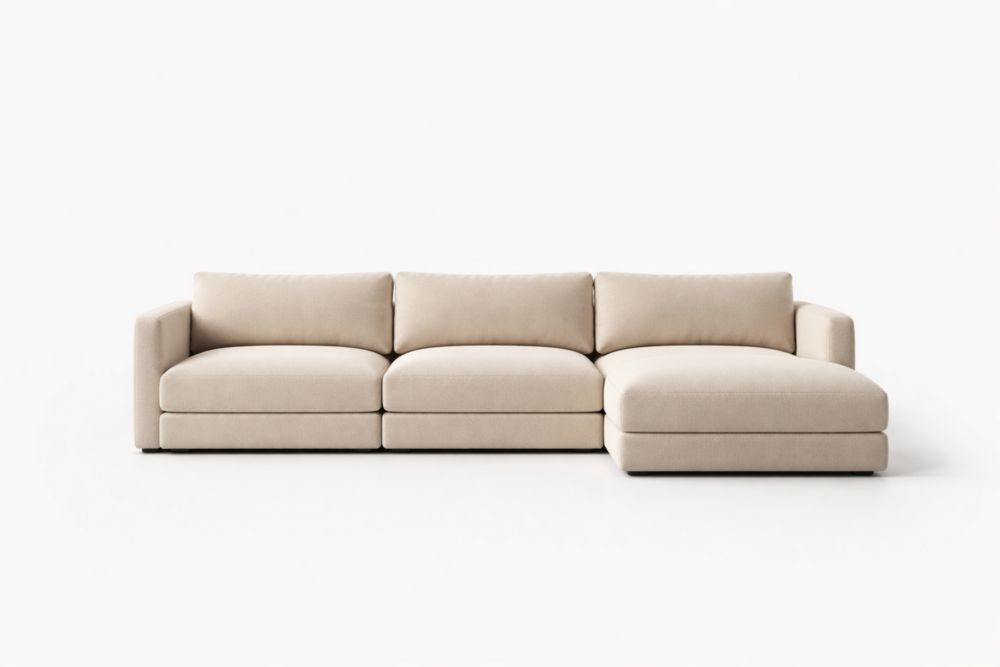 Canapé d'angle en tissu beige