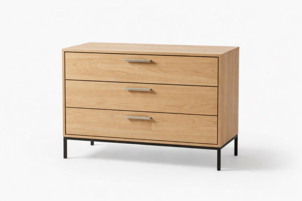 Commode en Bois avec Pieds en Métal Noir