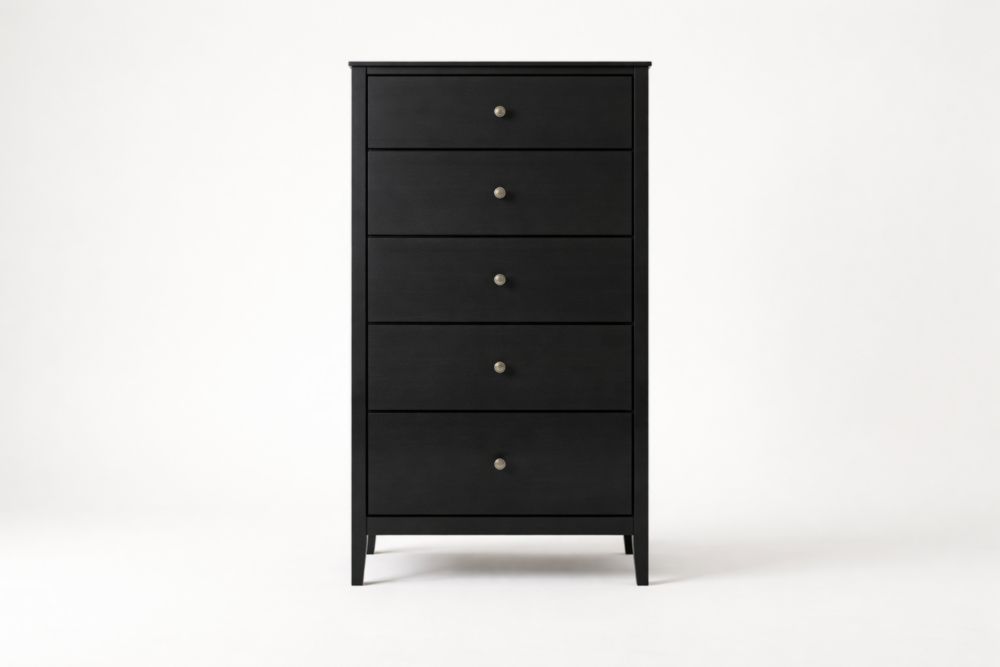 Commode à 5 tiroirs en bois noir