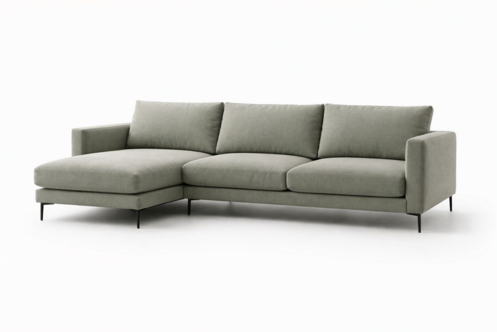 Canapé d'angle en tissu avec méridienne