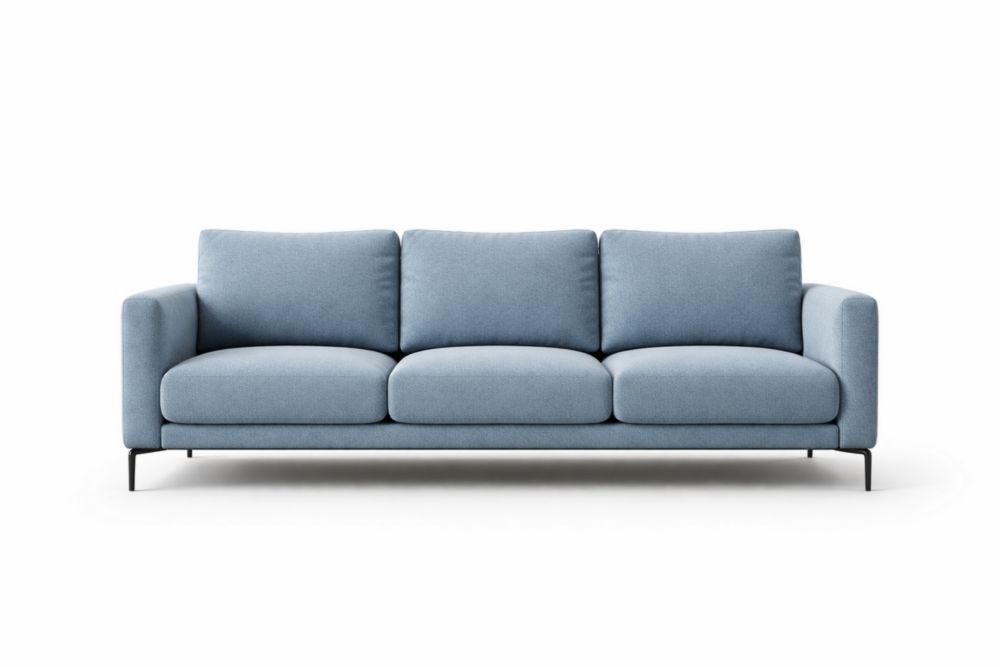 Canapé 3 places bleu en polyester avec pieds en métal