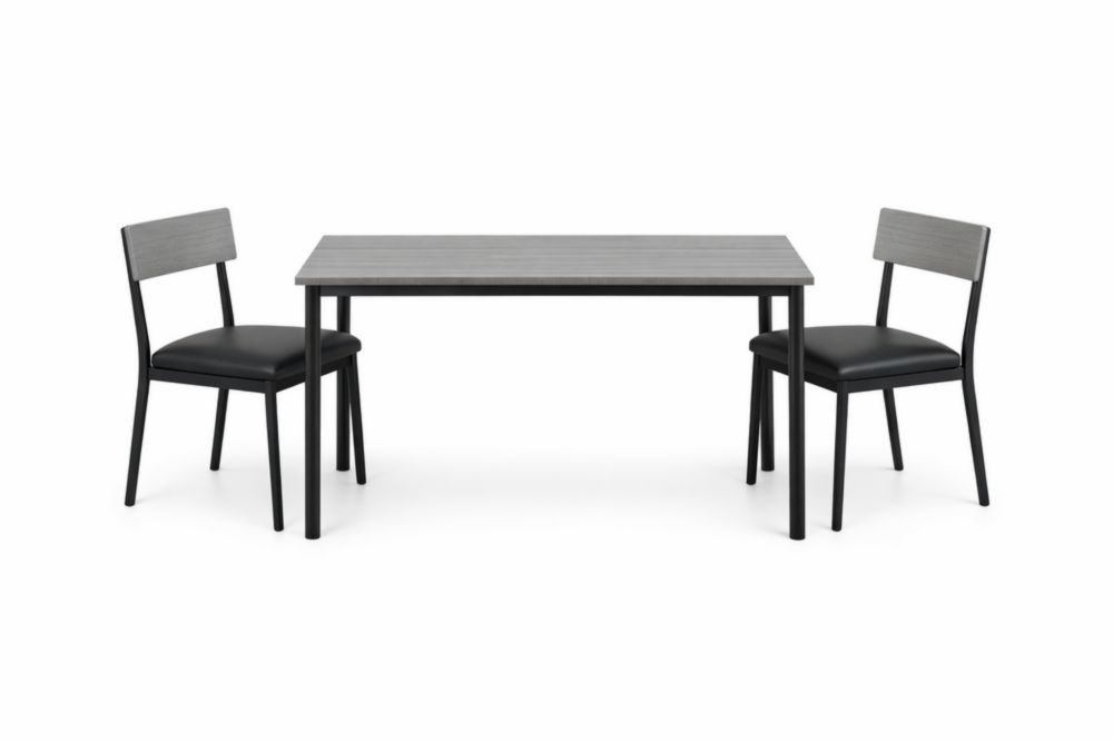 Ensemble table et chaises en bois et métal noir/gris