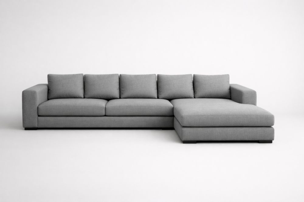 Canapé d'angle en tissu gris 330x150x85 cm