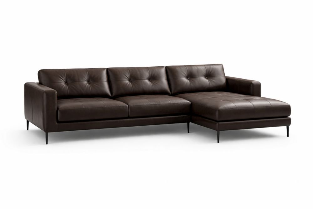Canapé d'angle en similicuir chocolat