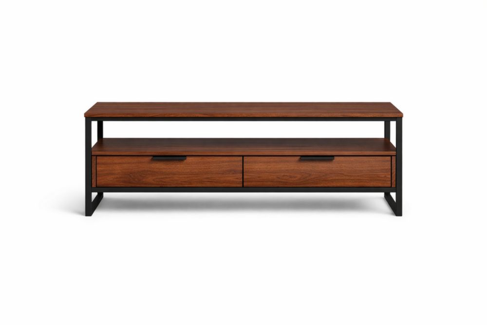 Meuble TV en Bois et Métal avec Tiroirs 120x40x50cm