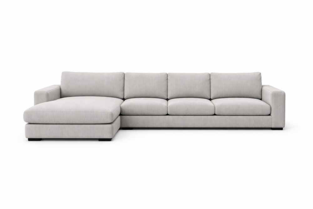 Canapé d'angle gauche en tissu côtelé Beige