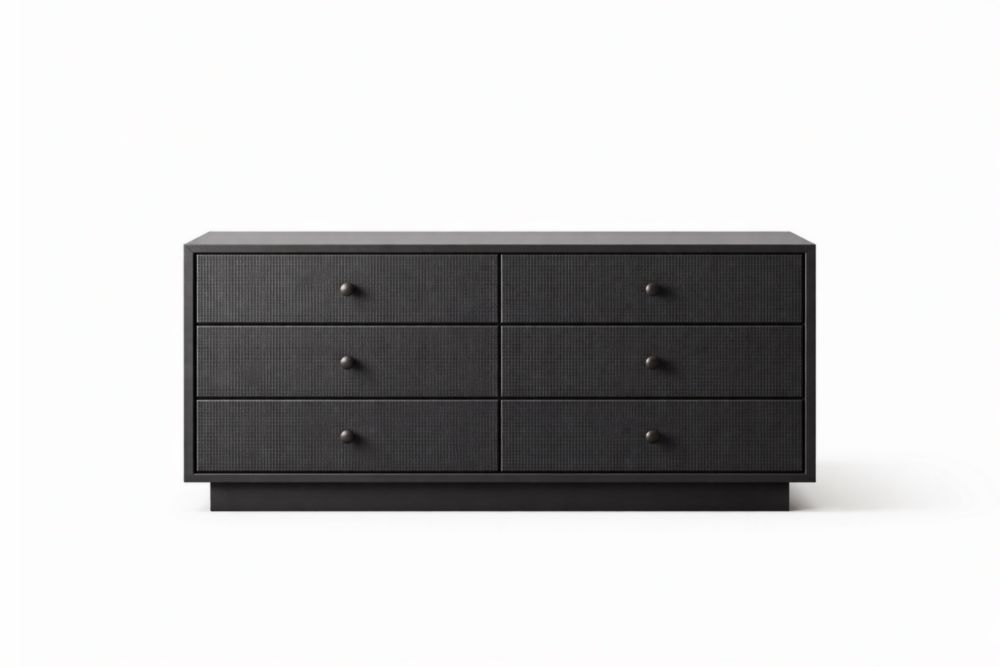 Commode à 6 tiroirs en bois noir