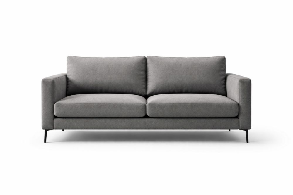 Canapé 2 places en tissu gris avec pieds en métal