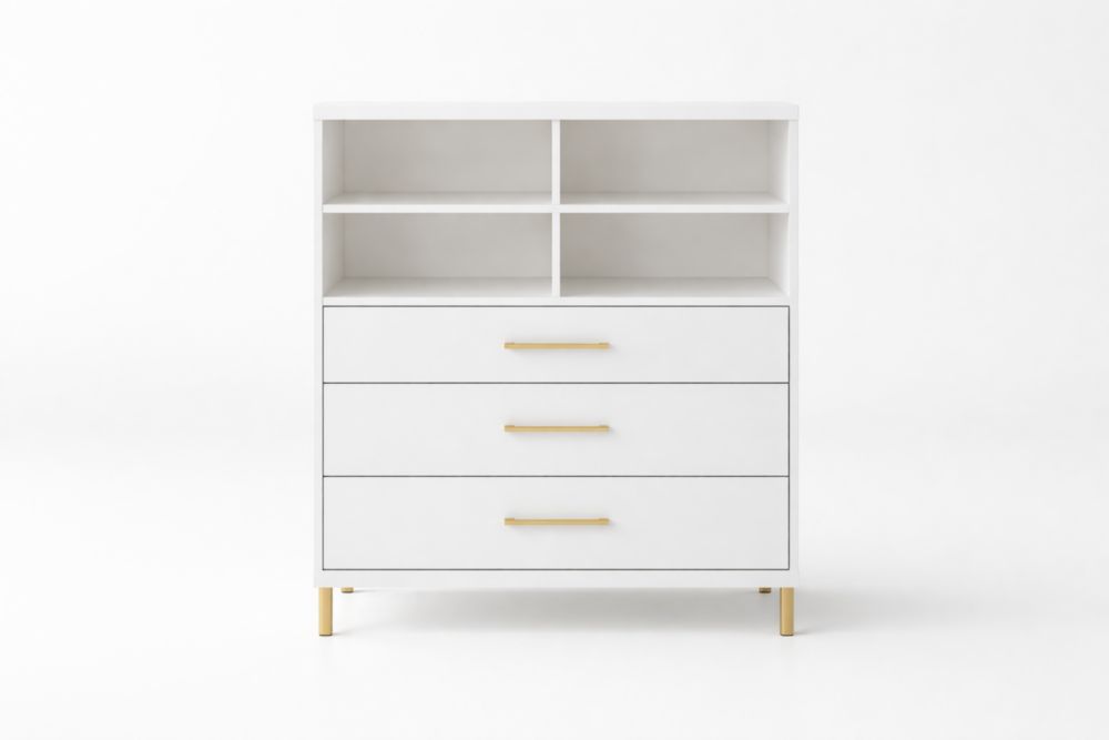 Commode en Bois MDF Blanc avec Tiroirs et Étagères 80x40x100cm