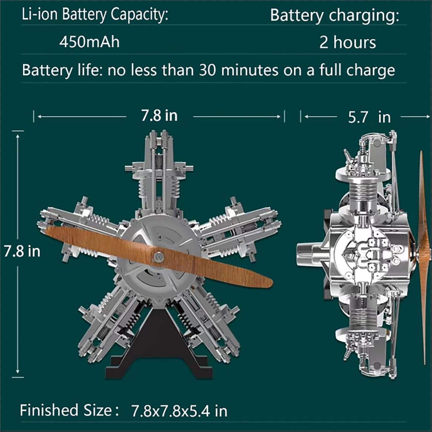 DIY 1/6 Full Metal 5 Cylinder Radial Engine Model 