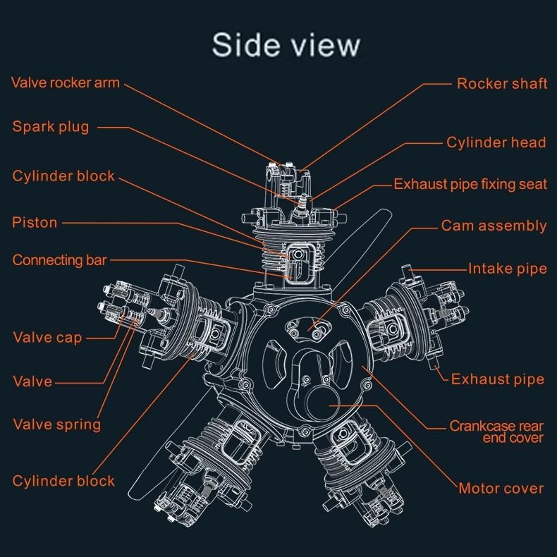 DIY 1/6 Full Metal 5 Cylinder Radial Engine Model 