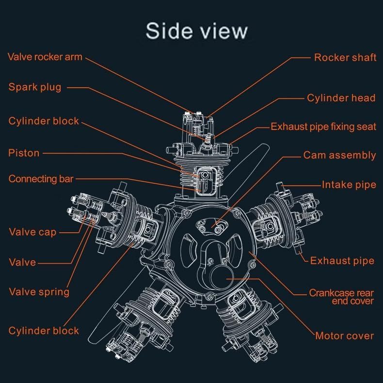 DIY 1/6 Full Metal 5 Cylinder Radial Engine Model 