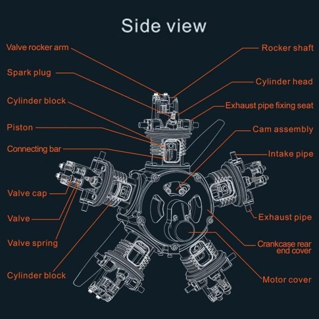 DIY 1/6 Full Metal 5 Cylinder Radial Engine Model 