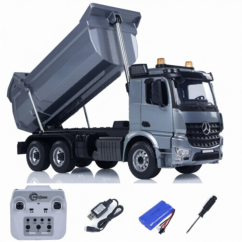 1/20 6X6 Metal RC Dump Truck Electric Lifting Remote Control Tipper Car Model 
