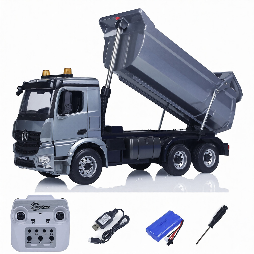 1/20 6X6 Metal RC Dump Truck Electric Lifting Remote Control Tipper Car Model 
