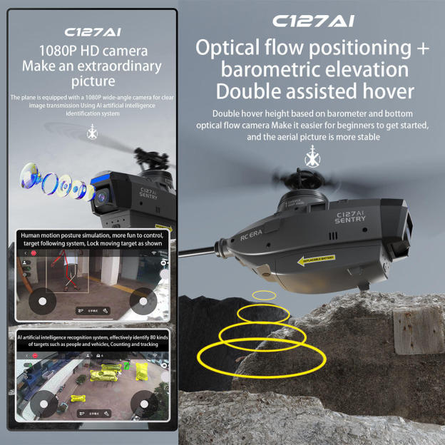 RC ERA C127AI Helicopter Scout Drone Model 2.4G 4CH Single-Rotor Brushless Model Without Aileron