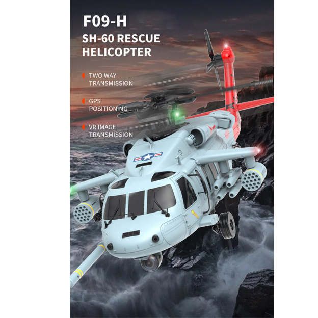  F09-H SH60 Seahawk 8CH RC Helicopter 1/47 Scale 2.4G Dual Brushless DD 6G/3D Stunt Copter Model (Include FC&GPS/RTF Version)