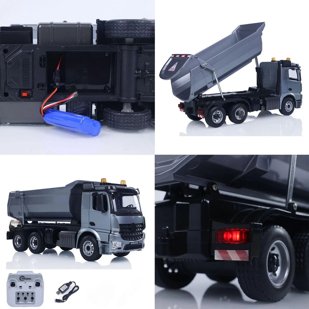 1/20 6X6 Metal RC Dump Truck Electric Lifting Remote Control Tipper Car Model 