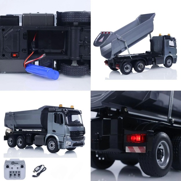 1/20 6X6 Metal RC Dump Truck Electric Lifting Remote Control Tipper Car Model 