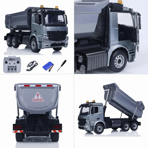 1/20 6X6 Metal RC Dump Truck Electric Lifting Remote Control Tipper Car Model 