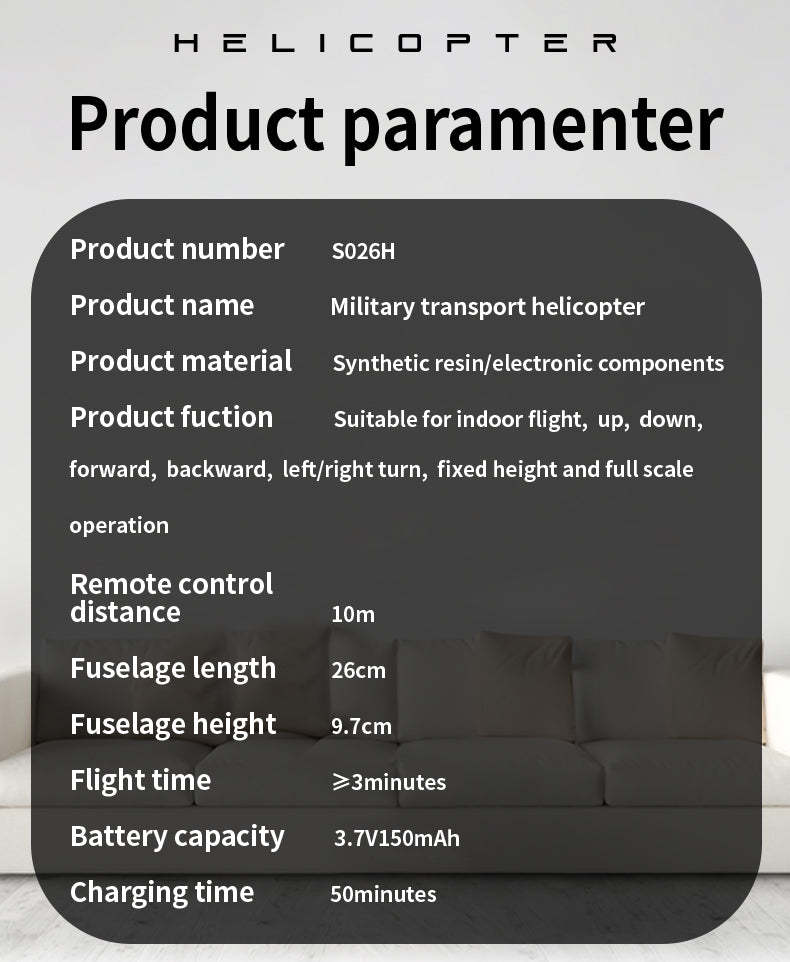S026H Chinook Military Transport RC Helicopter 2.4G RC 3CH Dual-Rotor Military Aircraft Model RTF