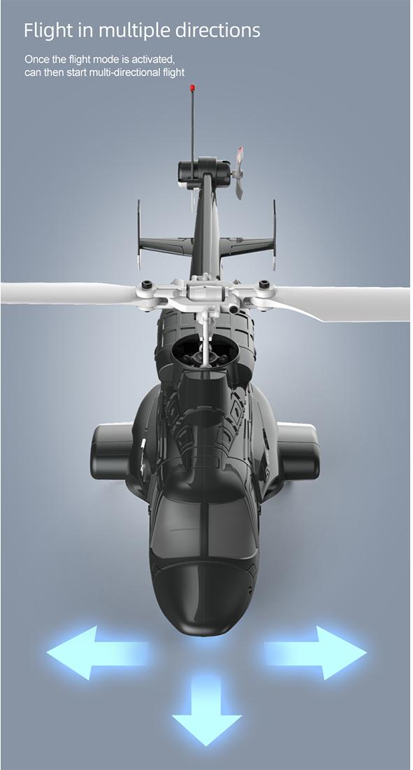 RC ERA A61 Micro RC Airwolf Helicopter 1/53 Scale Gyro with Optical Flow Altitude Hold RTF