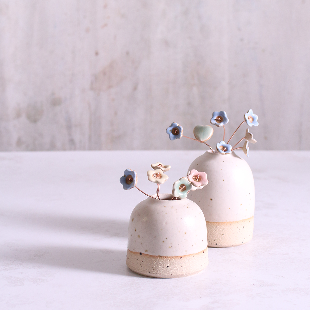 Forget-Me-Not Ceramic Flower Bouquet