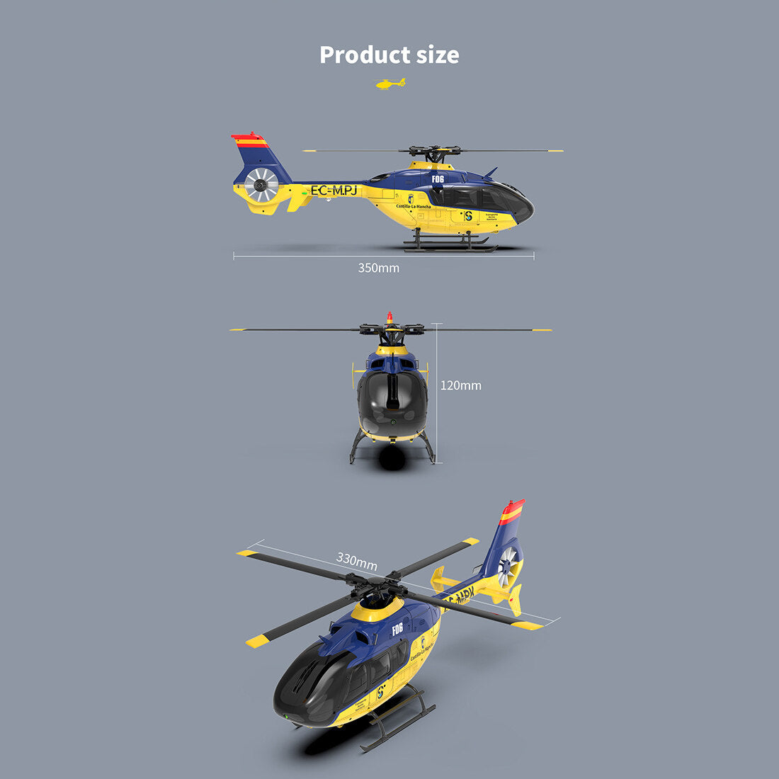  F06 1/36 Scale EC 135 2.4G 6CH Brushless Direct Drive RC Helicopter 3D/6G Flybarless RTF (mode1/mode2 switchable)