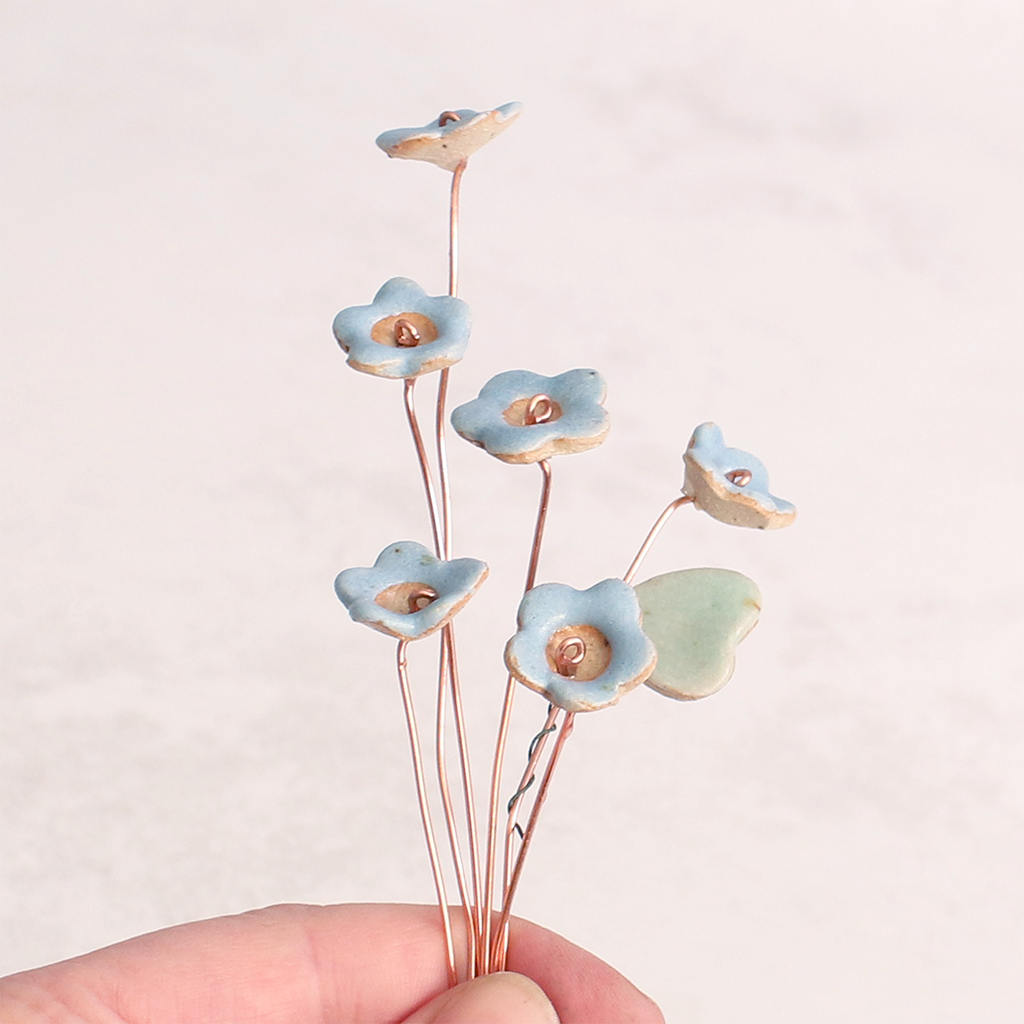 Forget-Me-Not Ceramic Flower Bouquet