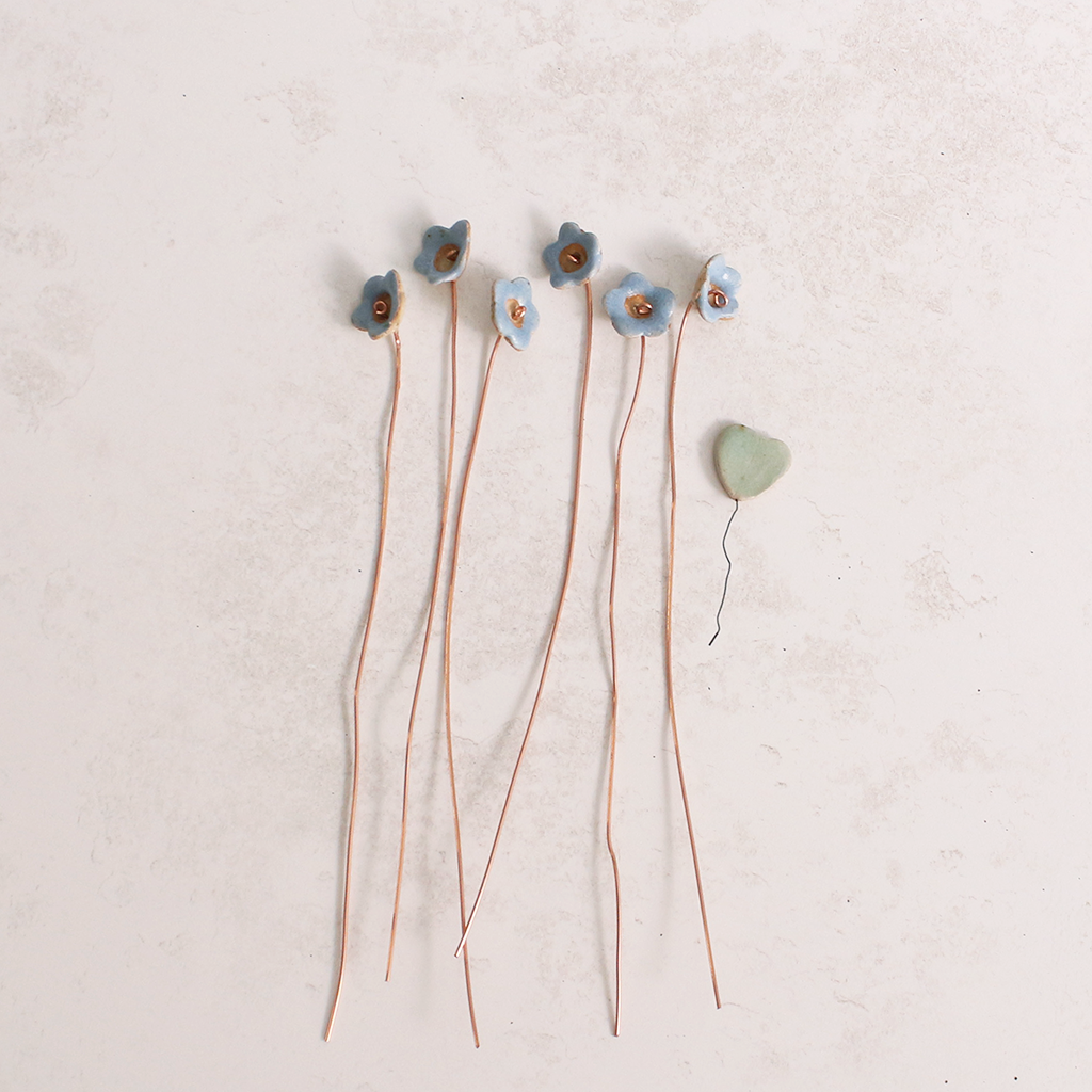 Forget-Me-Not Ceramic Flower Bouquet