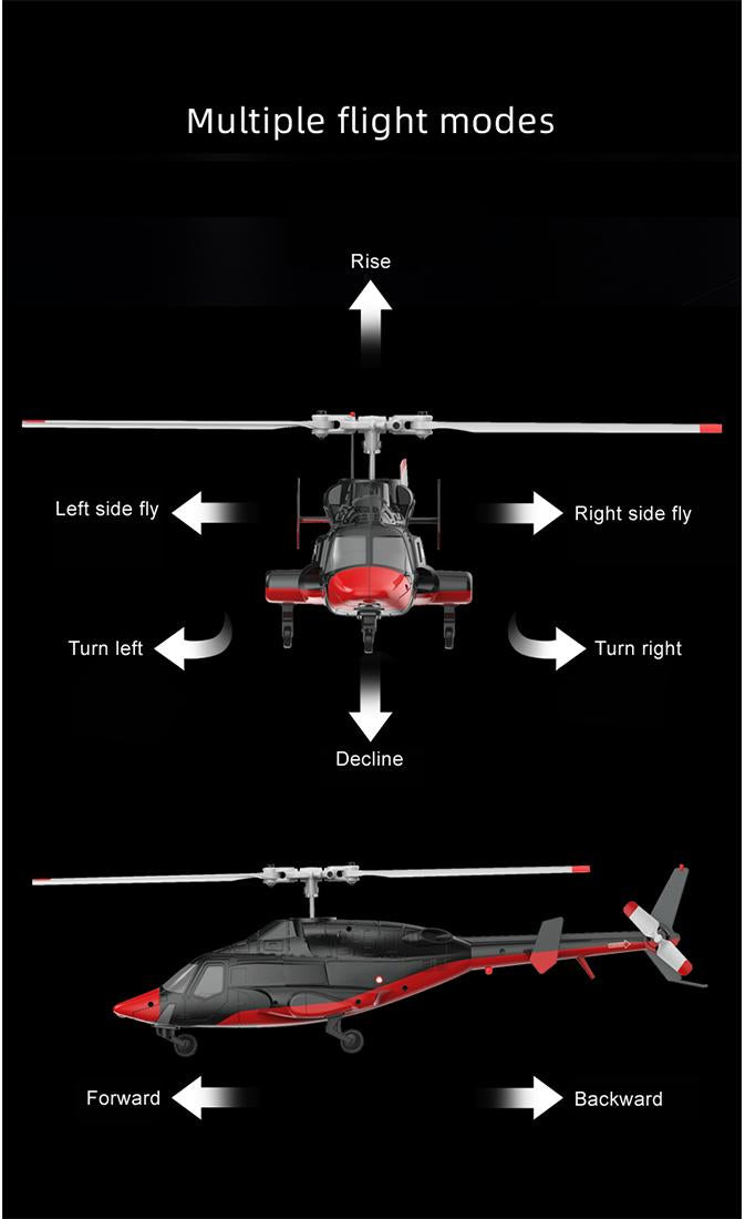 RC ERA A61 Micro RC Airwolf Helicopter 1/53 Scale Gyro with Optical Flow Altitude Hold RTF