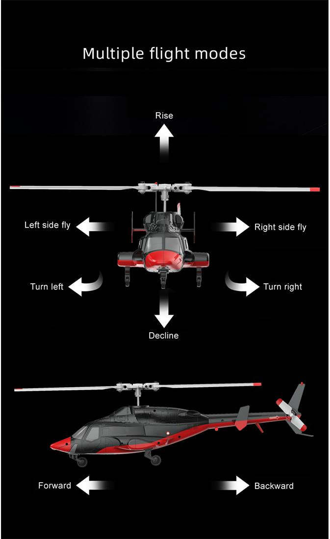 RC ERA A61 Micro RC Airwolf Helicopter 1/53 Scale Gyro with Optical Flow Altitude Hold RTF
