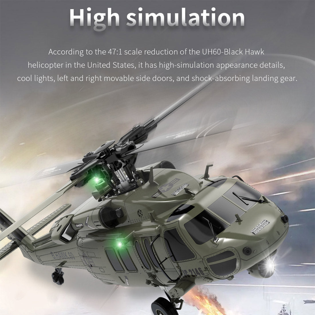  F09-V Blackhawk RC Helicopter 1/47 Scale 2.4G 6CH Dual Brushless Direct Drive Flybarless 6G/3D Stunt Model