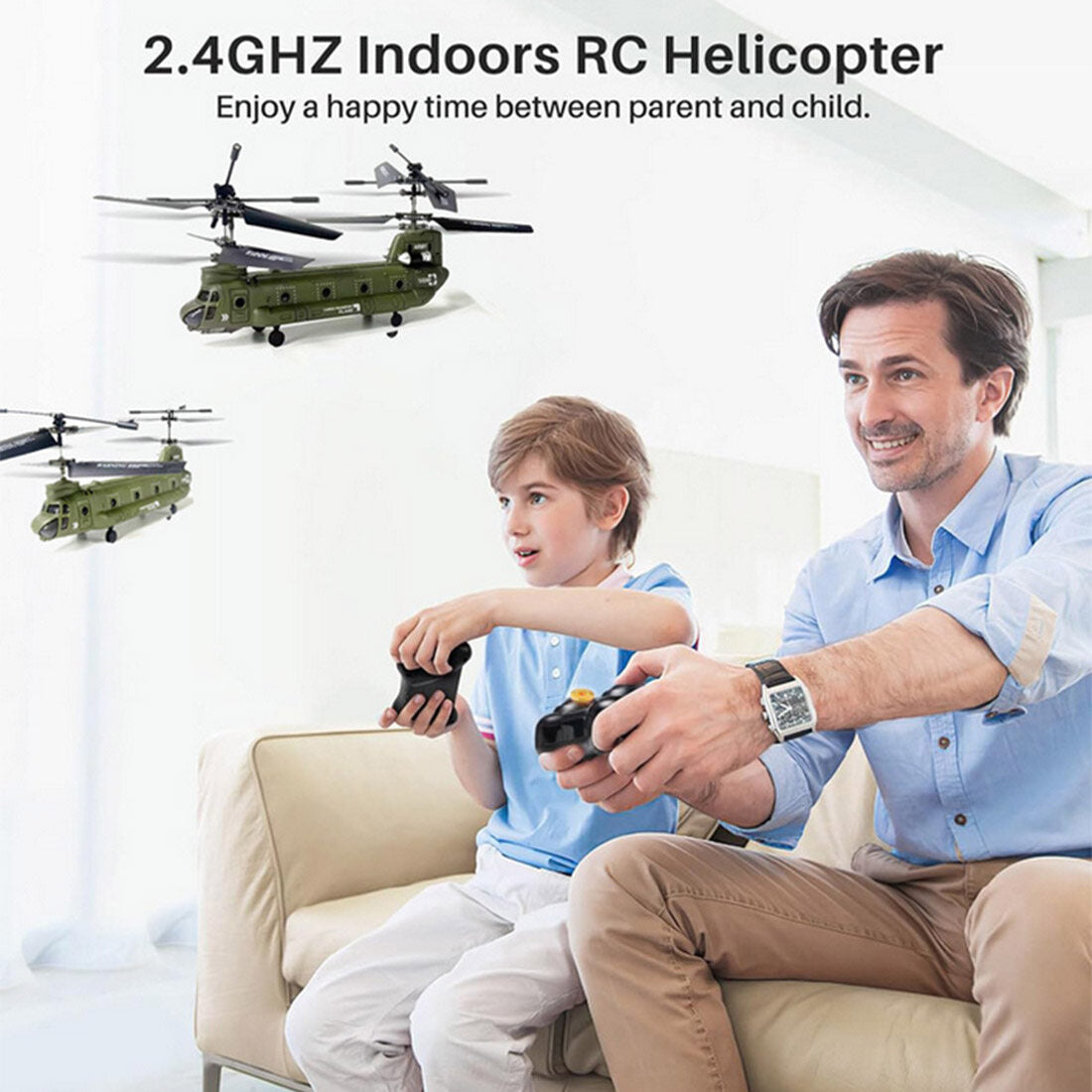 S026H Chinook Military Transport RC Helicopter 2.4G RC 3CH Dual-Rotor Military Aircraft Model RTF
