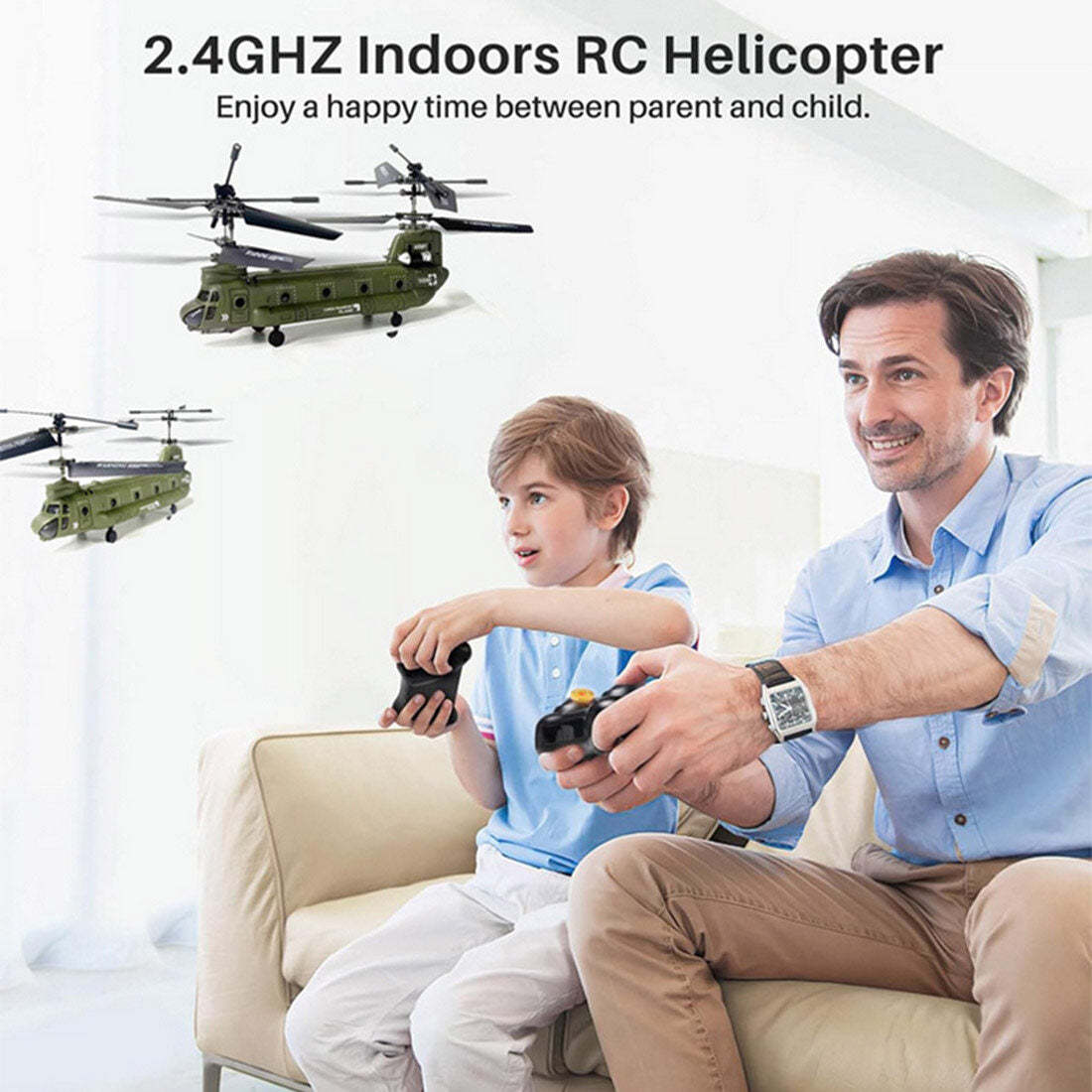 S026H Chinook Military Transport RC Helicopter 2.4G RC 3CH Dual-Rotor Military Aircraft Model RTF