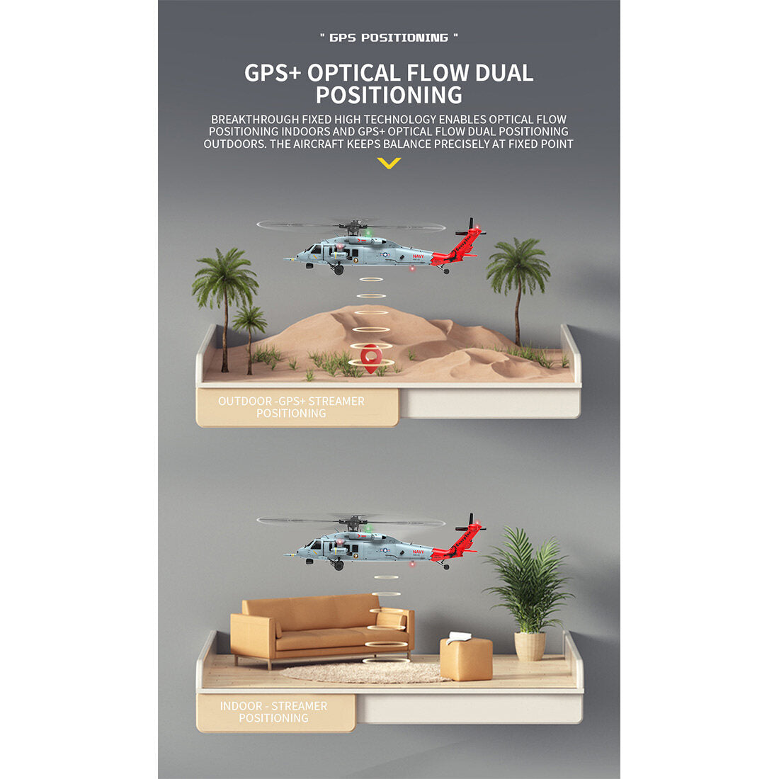  F09-H SH60 Seahawk 8CH RC Helicopter 1/47 Scale 2.4G Dual Brushless DD 6G/3D Stunt Copter Model (Include FC&GPS/RTF Version)