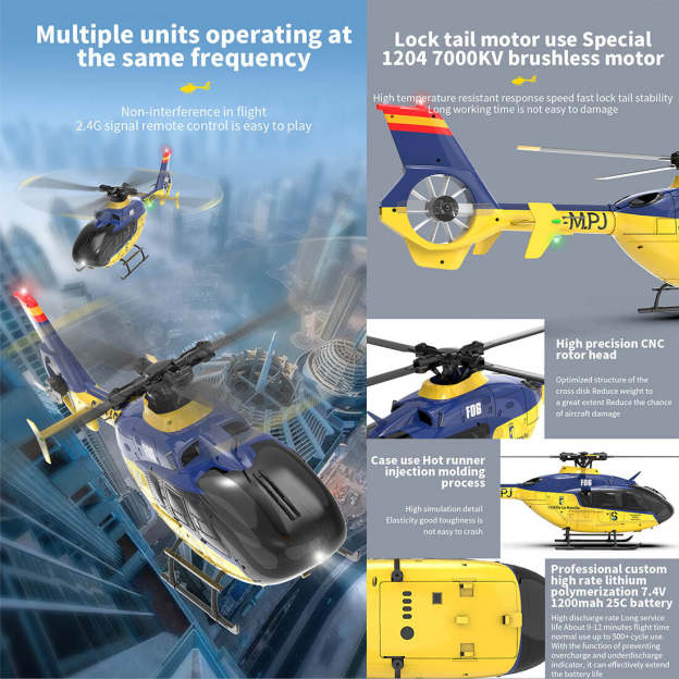  F06 1/36 Scale EC 135 2.4G 6CH Brushless Direct Drive RC Helicopter 3D/6G Flybarless RTF (mode1/mode2 switchable)