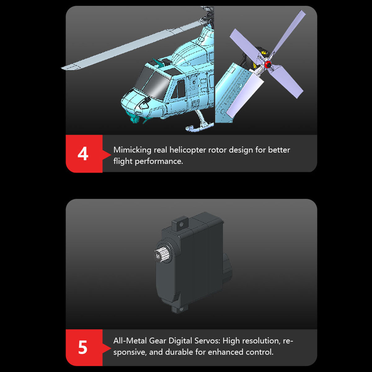  E2 UH-1Y 2.4G 6CH Dual Brushless Direct Drive RC Model 