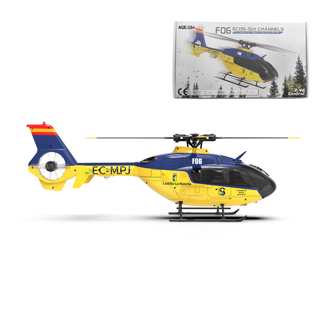  F06 1/36 Scale EC 135 2.4G 6CH Brushless Direct Drive RC Helicopter 3D/6G Flybarless RTF (mode1/mode2 switchable)