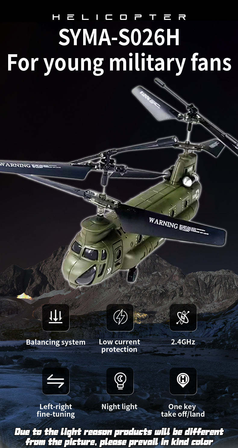 S026H Chinook Military Transport RC Helicopter 2.4G RC 3CH Dual-Rotor Military Aircraft Model RTF