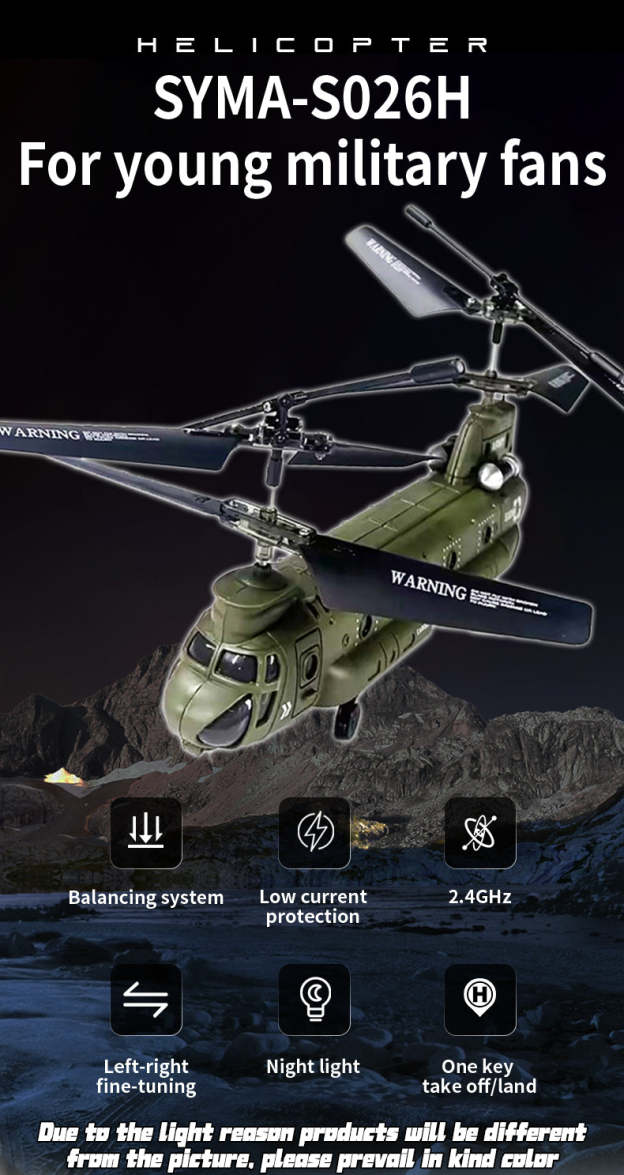 S026H Chinook Military Transport RC Helicopter 2.4G RC 3CH Dual-Rotor Military Aircraft Model RTF