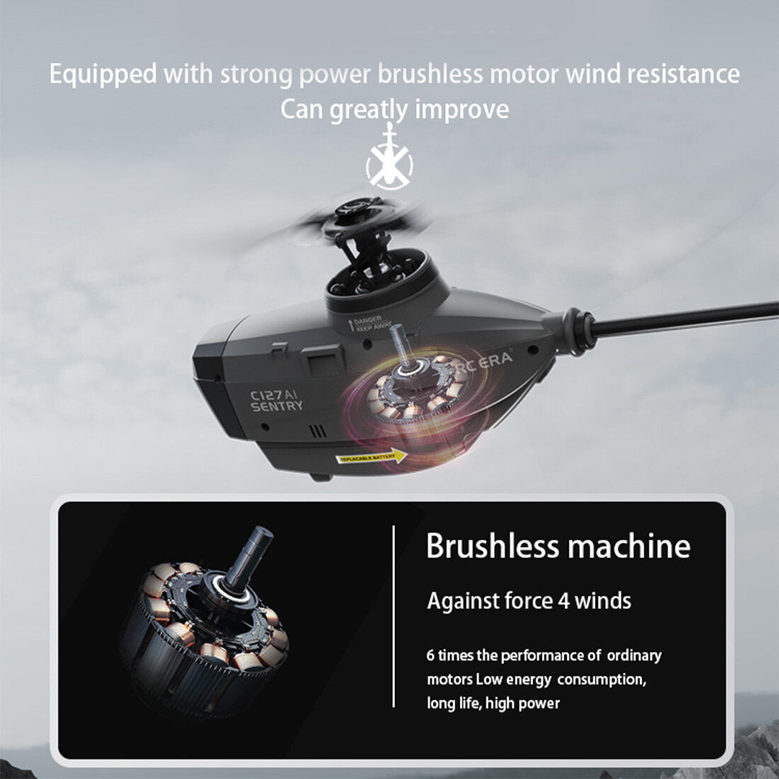 RC ERA C127AI Helicopter Scout Drone Model 2.4G 4CH Single-Rotor Brushless Model Without Aileron