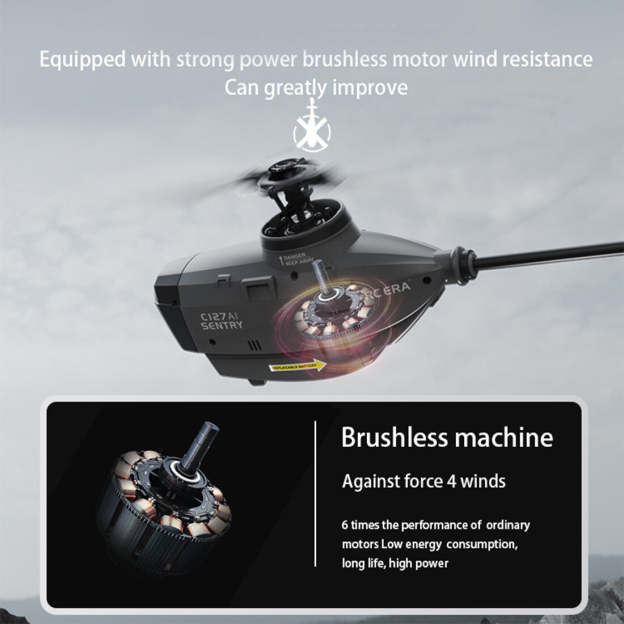RC ERA C127AI Helicopter Scout Drone Model 2.4G 4CH Single-Rotor Brushless Model Without Aileron