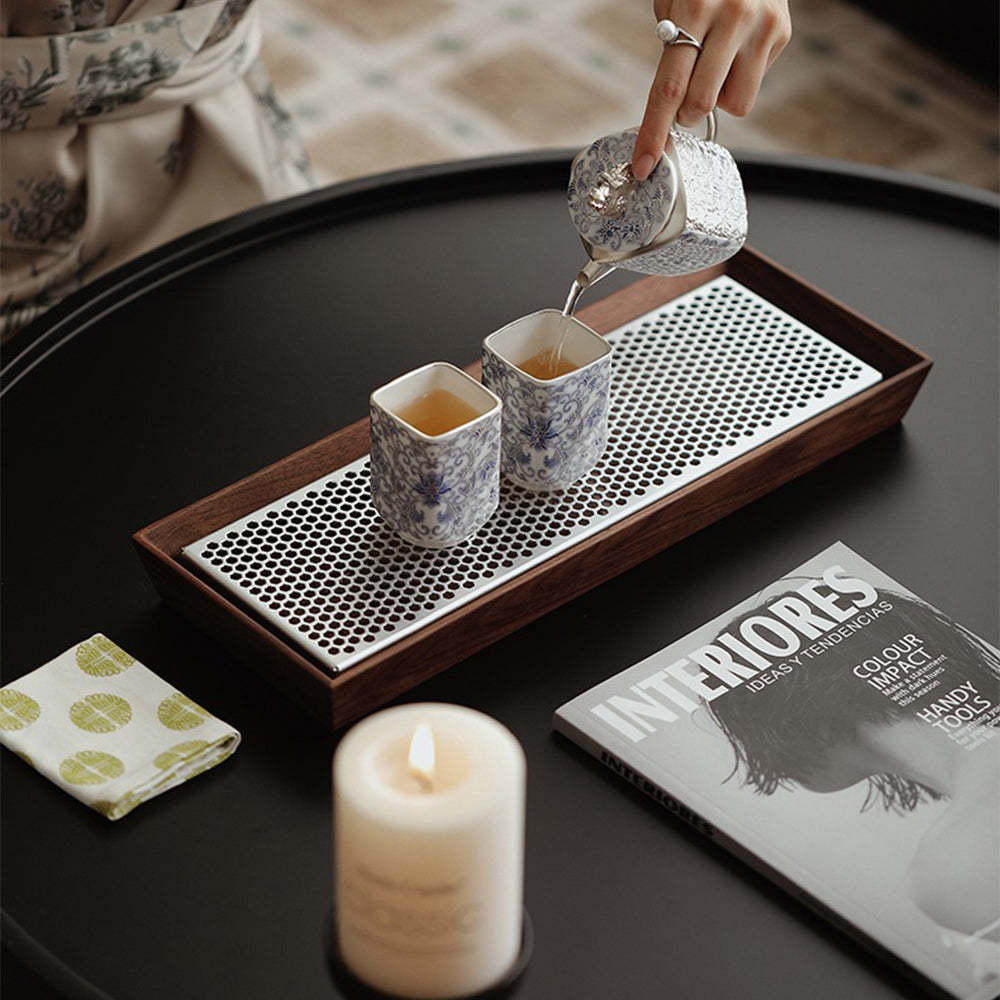 Silver-Gilt Blue And White Engraving Teapot