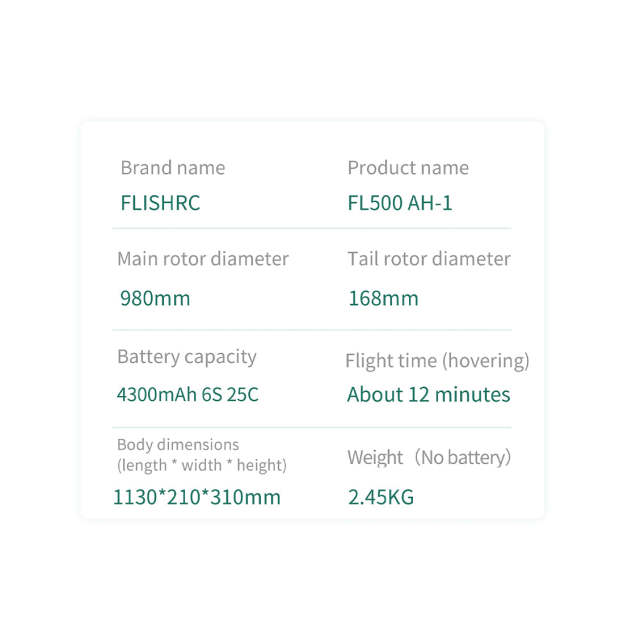  AH-1 Cobra 500-Class 2.4GHz 6CH Scale RC